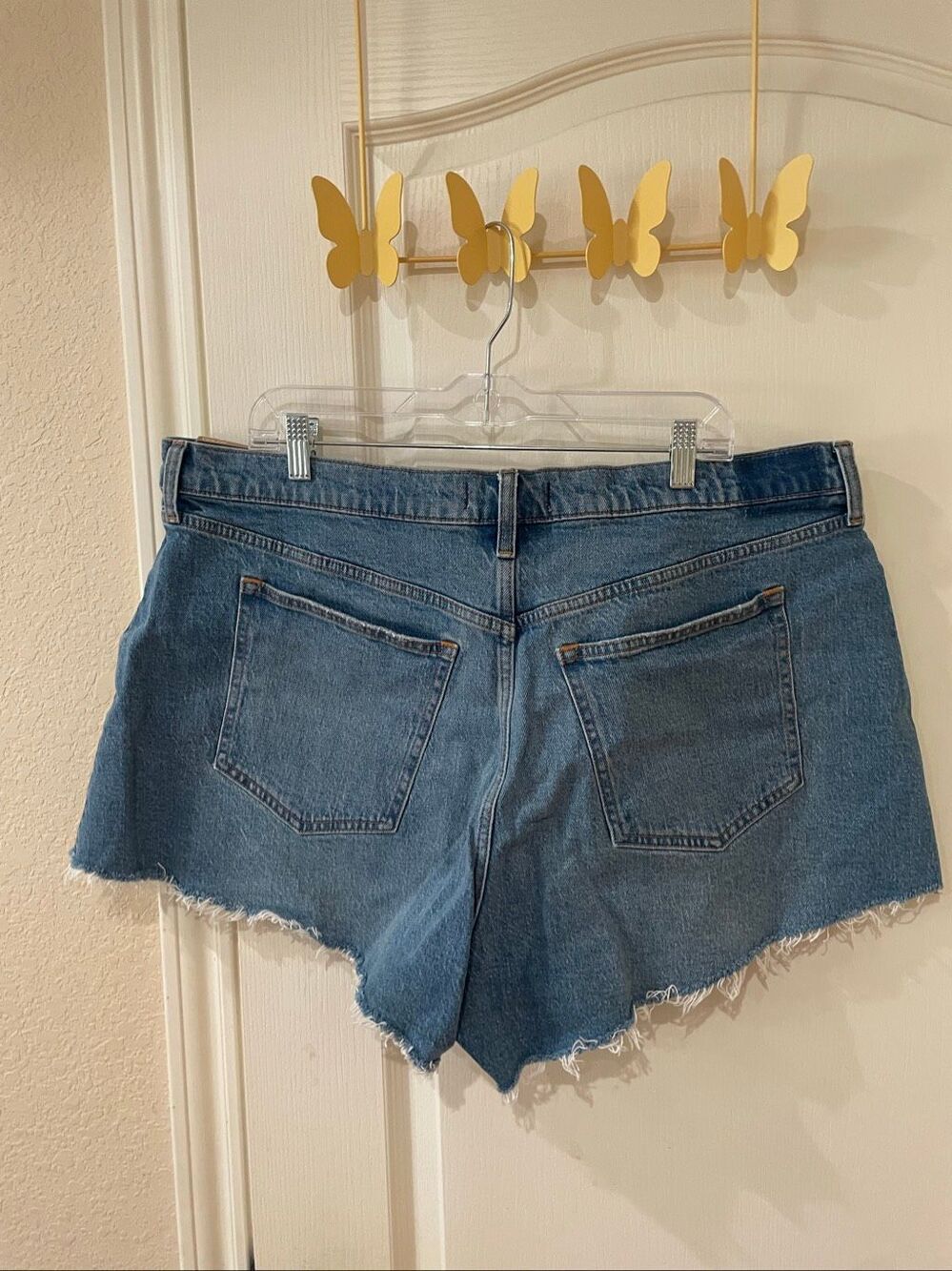 Abercrombie and Fitch 90s cutoff high rise denim shorts plus size 34 - Picture 6 of 8